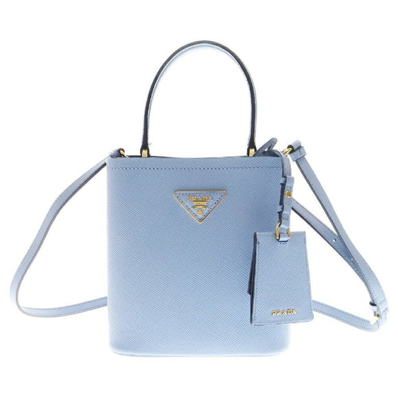 Prada Saffiano Pannier Shoulder Bag Blue Leather - Picture 1 of 5